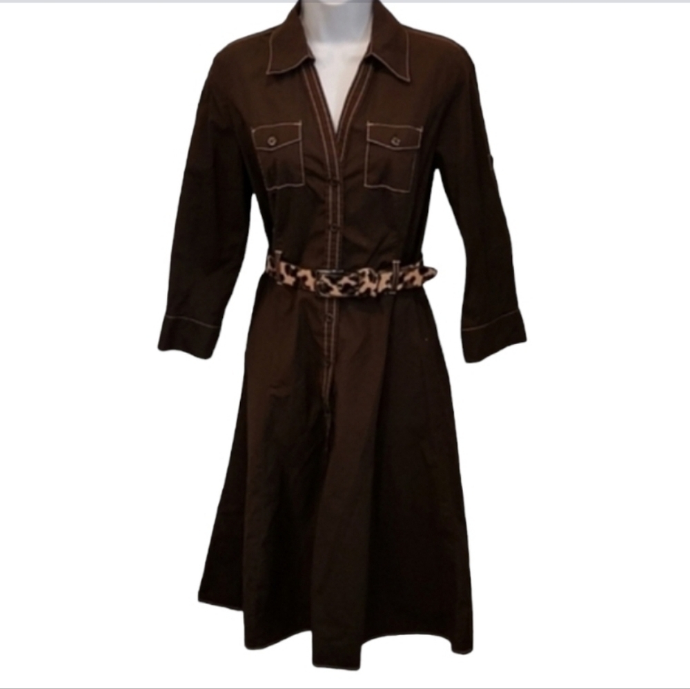Anne Taylor Loft Button Front Pocket Dress